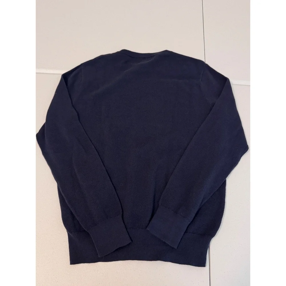 J.Crew Mens Navy Blue Textured Cotton Crewneck Sweater Size Medium ff